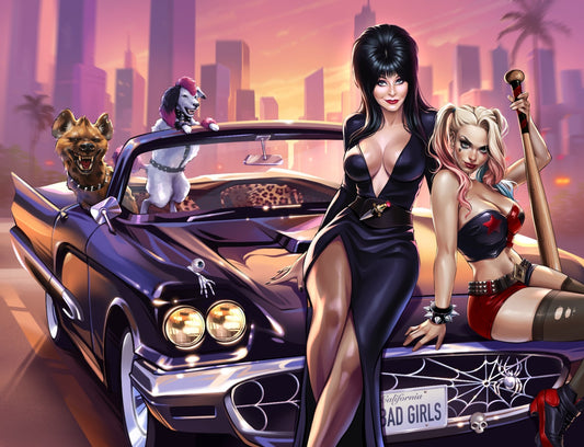 HARLEY QUINN X ELVIRA #1 - KATYA SINYUKHINA COVER A WRAPAROUND NYCC 2025 KNIGHT OF COMICS EXCLUSIVE LTD 500