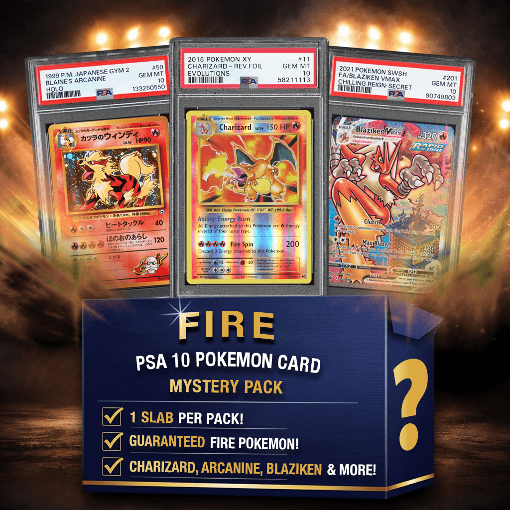 Fire Energy Type Pokemon PSA 10 Graded Card Mystery Pack Trading Card Game