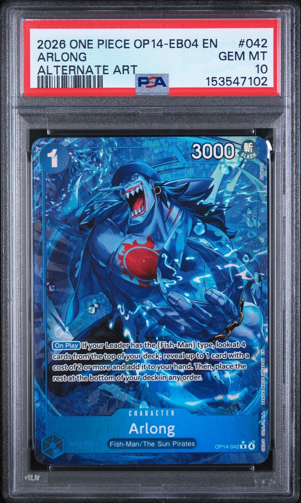 Graded 2026 One Piece Arlong #042 OP14 Trading Card Game PSA 10 Gem Mint