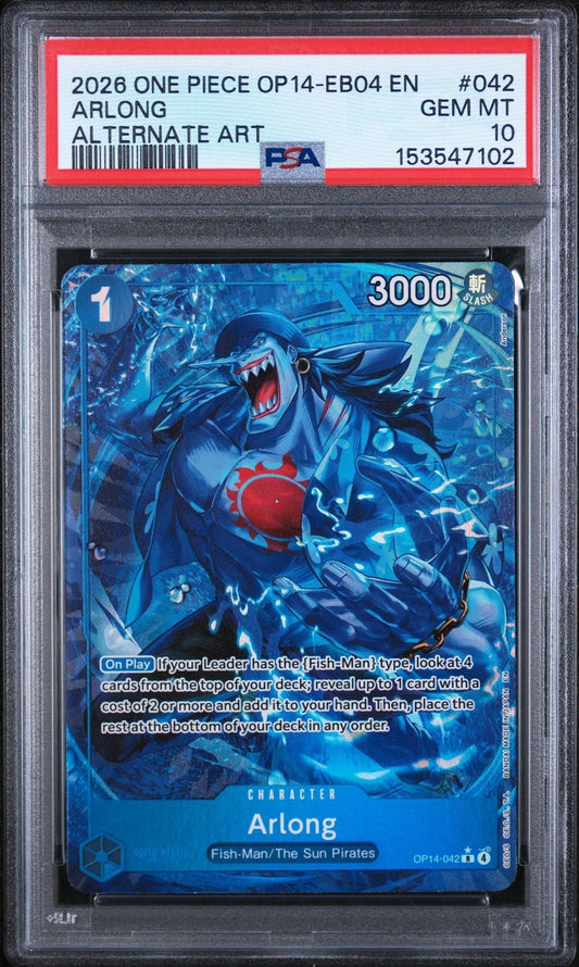 Graded 2026 One Piece Arlong #042 OP14 Trading Card Game PSA 10 Gem Mint