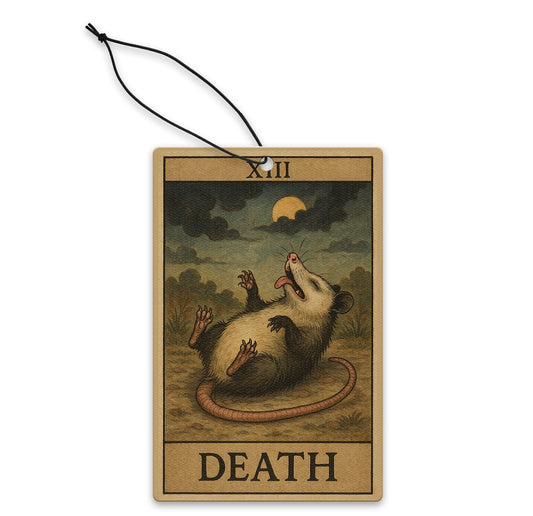 Possum Playing Death Tarot Air Freshener